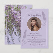 シンプルラベエレガントンダー開花メモリアル葬儀 サンキューカード (正面/裏面)