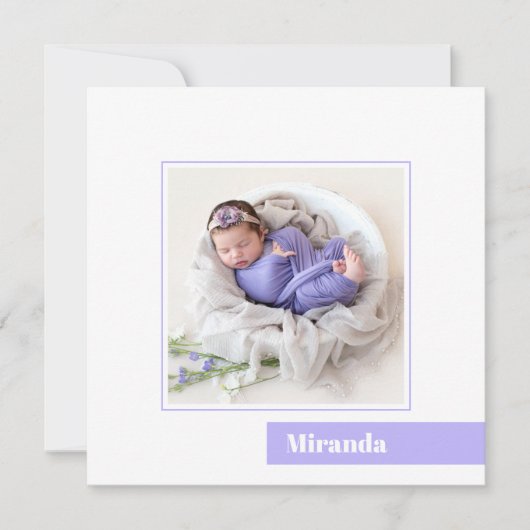 シンプルラベミニマルンダー写真誕生のお知らせ 招待状 (正面)