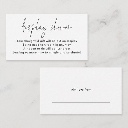 シンプルラベル後部表示ブライダルシャワー エンクロージャーカード (正面/裏面)