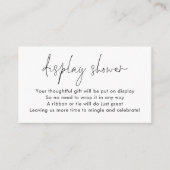 シンプルラベル後部表示ブライダルシャワー エンクロージャーカード (正面)