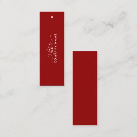 シンプルラベル – 赤と白のギフト スキニー名刺 (正面/裏面)