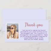 シンプルラベンダーパープルフォト誕生日 サンキューカード (正面/裏面)