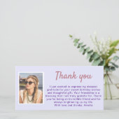 シンプルラベンダーパープルフォト誕生日 サンキューカード (スタンド正面)