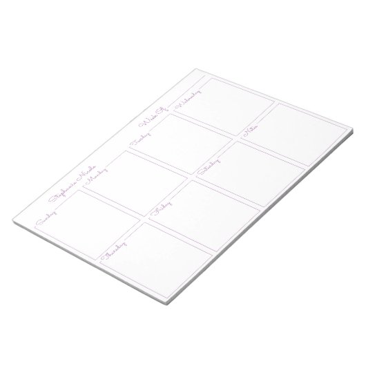 シンプルラベンダー薄い名縁ど前のウィークリープランナー ノートパッド (アングル)