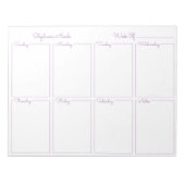 シンプルラベンダー薄い名縁ど前のウィークリープランナー ノートパッド (正面)