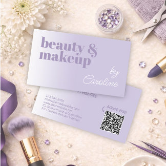 シンプルラベンダー薄紫バイオレットホワイト書道 名刺