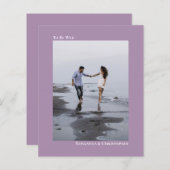 シンプルラベンダーBUDGET結婚の写真招待状 (正面/裏面)