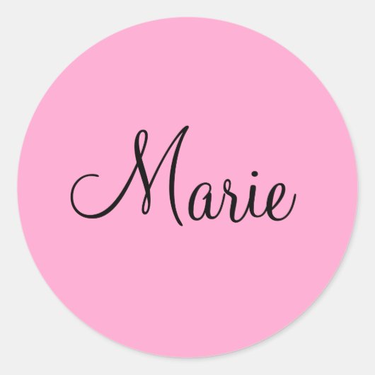シンプルラミニマルイトピンクあなたの名前を追加ガーリー ラウンドシール (正面)