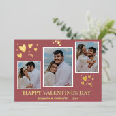 シンプルラヴエレガントヴァレンティネスのカップルの写真 箔シーズンカード (立ち正面)