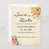 シンプルリオモダンラ結婚式の日付を保存 ポストカード (正面/裏面)