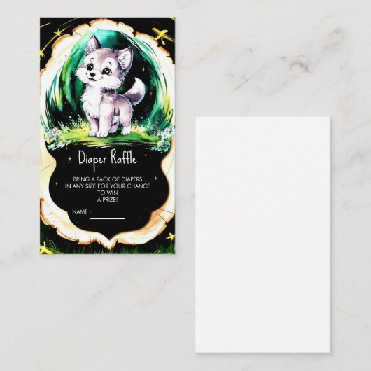 シンプルリトルウルフベビーシャワー エンクロージャーカード (正面/裏面)