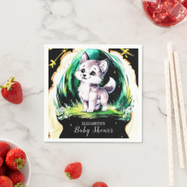 シンプルリトルウルフベビーシャワー スタンダードカクテルナプキン