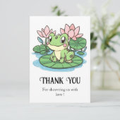 シンプルリトルカエル赤ちゃんシャワー サンキューカード (スタンド正面)