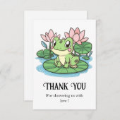 シンプルリトルカエル赤ちゃんシャワー サンキューカード (正面/裏面)