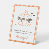 シンプルリトルカボチャ赤ちゃんシャワーおむつラッフル 台座サイン (正面)