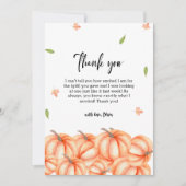 シンプルリトルカンプキンハロウィーン秋ベビーシャワー サンキューカード (正面)