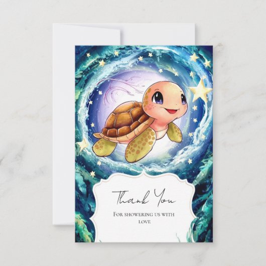 シンプルリトルタートルベビーシャワー サンキューカード (正面)