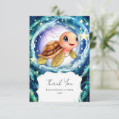 シンプルリトルタートルベビーシャワー サンキューカード (スタンド正面)