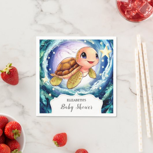 シンプルリトルタートルベビーシャワー スタンダードカクテルナプキン (インサイチュ)