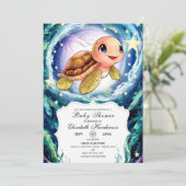 シンプルリトルタートルベビーシャワー 招待状 (スタンド正面)