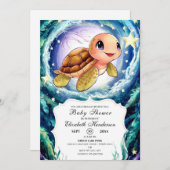 シンプルリトルタートルベビーシャワー 招待状 (正面/裏面)