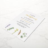 シンプルリトルワイルドフラワーガールベビーシャワー金ゴールド 箔招待状 (回転した状態)