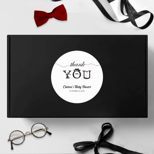 シンプルリトル紳士ベビーシャワーかわいい感謝 ラウンドシール