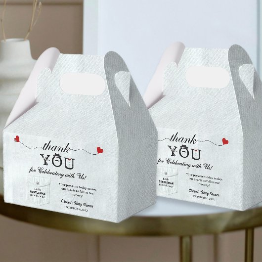 シンプルリトル紳士赤ちゃんシャワーありがとう可愛い フェイバーボックス