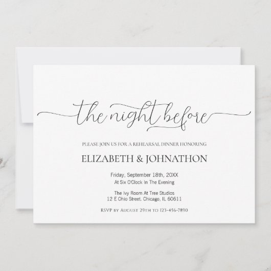シンプルリハーサルの前結婚の夜 招待状 (正面)