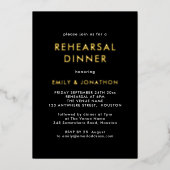 シンプルリハーサルディナーブラック金ゴールド実在 箔招待状 (正面)