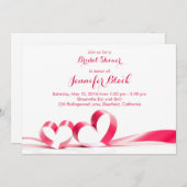 シンプルリボンハートバレンタインブライダルシャワー 招待状 (正面/裏面)