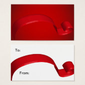 シンプルリボン赤いギフトカード (正面&裏面)