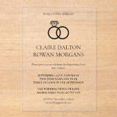 シンプルリングや輪結婚式招待状 アクリル招待状 (正面)