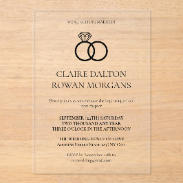 シンプルリングや輪結婚式招待状 アクリル招待状