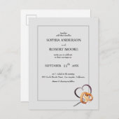 シンプルリング付き結婚結婚式招待状 インビテーションポストカード (正面/裏面)