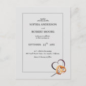 シンプルリング付き結婚結婚式招待状 インビテーションポストカード (正面)