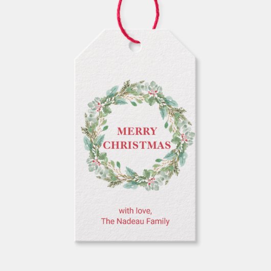 シンプルリースエレガントジョイモダンクリスマス ギフトタグ (正面)