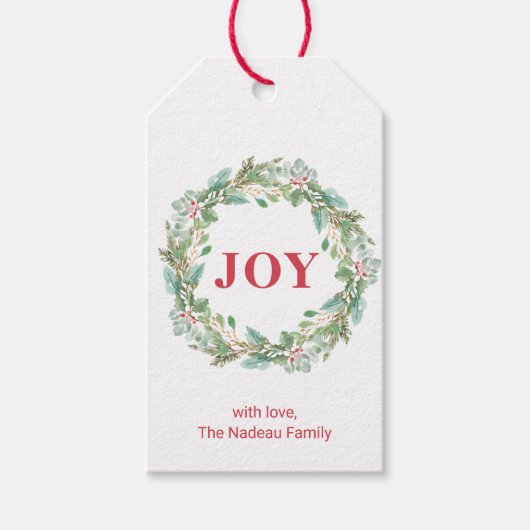 シンプルリースエレガントジョイモダンクリスマス ギフトタグ (正面)
