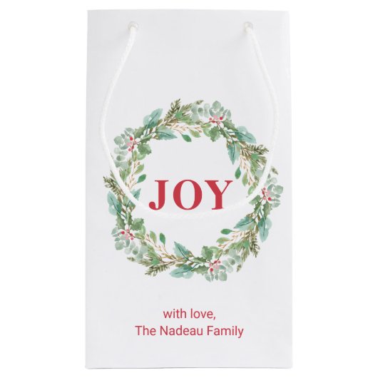 シンプルリースエレガントジョイモダンクリスマス スモールペーパーバッグ (裏面)