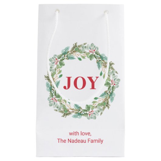 シンプルリースエレガントジョイモダンクリスマス スモールペーパーバッグ (正面)
