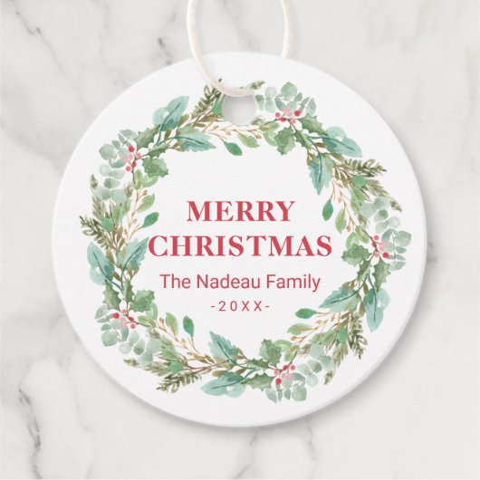 シンプルリースエレガントジョイモダンクリスマス フェイバータグ (正面)