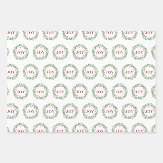 シンプルリースエレガントジョイモダンクリスマス ラッピングペーパーシート (正面3)