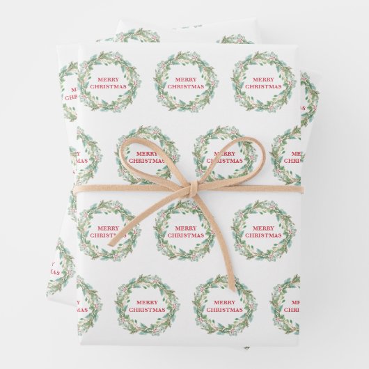 シンプルリースエレガントジョイモダンクリスマス ラッピングペーパーシート (インサイチュ)