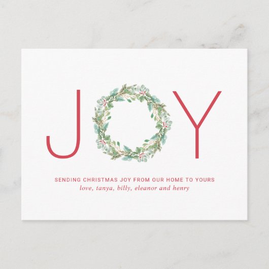 シンプルリースエレガントジョークリスマス シーズンポストカード (正面)