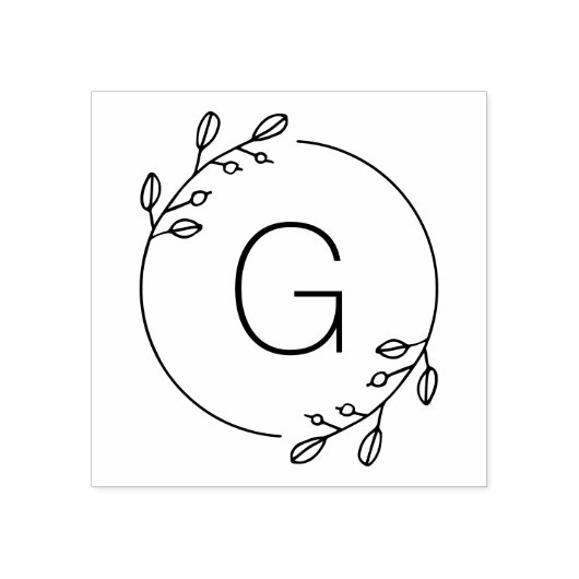 シンプルリースカスタムモノグラム ラバースタンプ (インプリント)