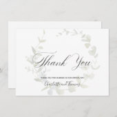 シンプルリースグリーンリー結婚ズ・サンキュー サンキューカード (正面/裏面)