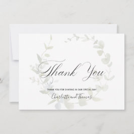 シンプルリースグリーンリー結婚ズ・サンキュー サンキューカード