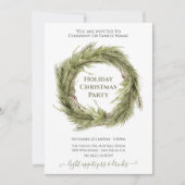 シンプルリースモダンクリスマスホリデーパーティー 招待状 (正面)