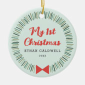 シンプルリース初めてのクリスマスオーナメント – ミント セラミックオーナメント (正面)