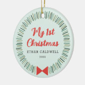 シンプルリース初めてのクリスマスオーナメント – ミント セラミックオーナメント (左)